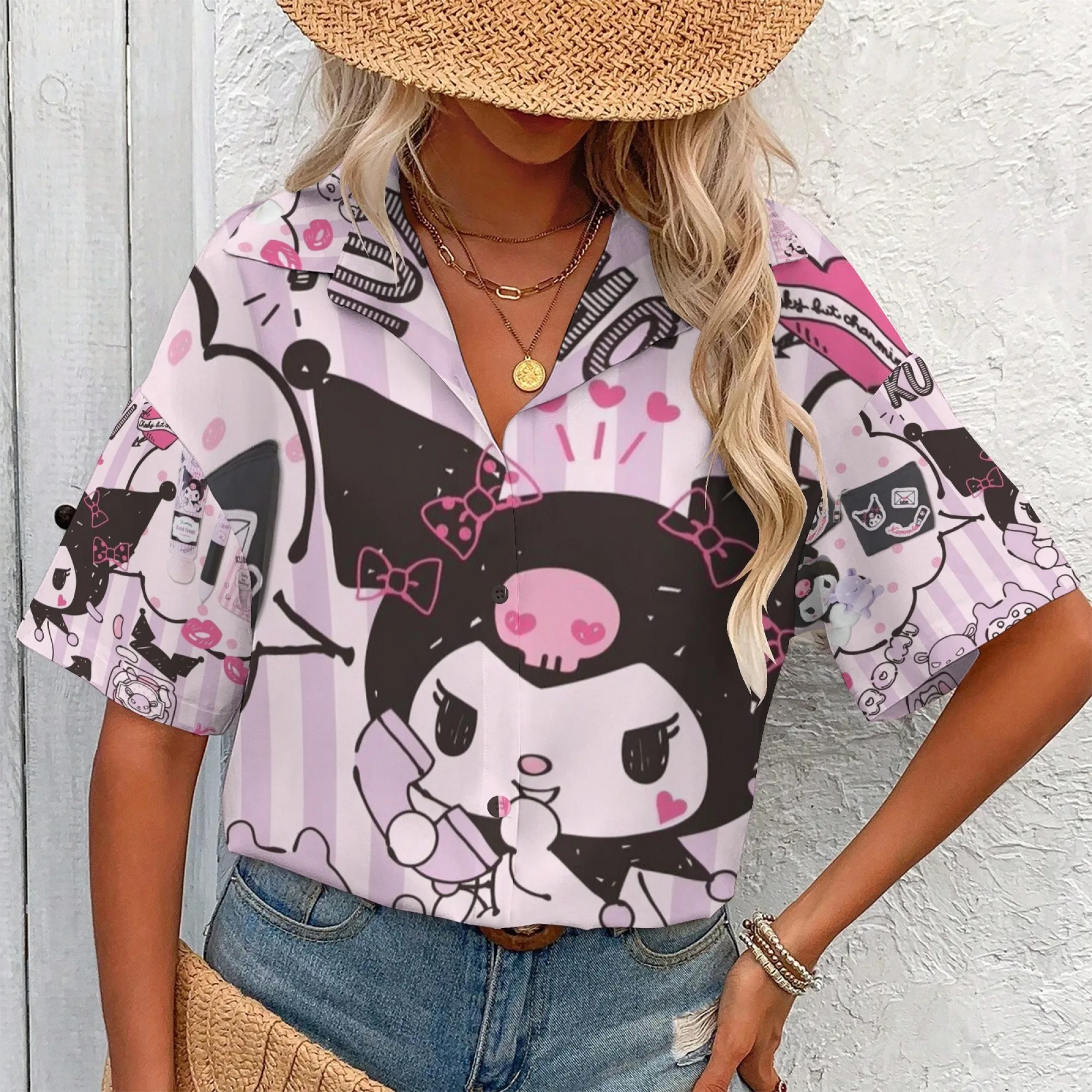 Рубашка Куроми, женская одежда, рубашка Куроми, топ унисекс с длинными рукавами, женский корейский отзыв, одежда для многих девочек, женская футболка