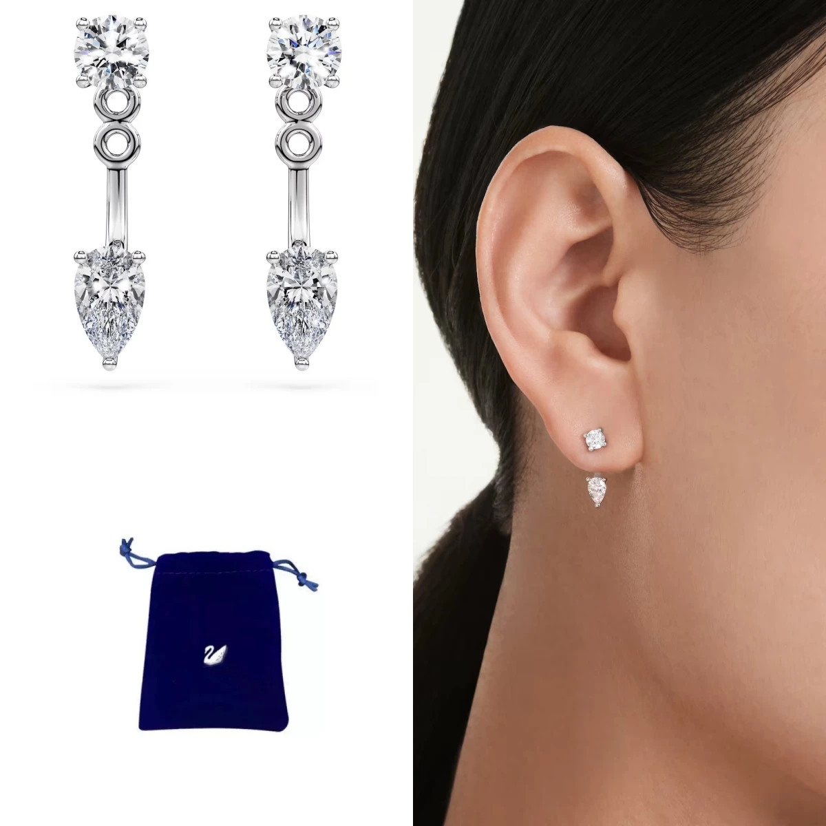 

Ultra Mini Crystal Stud Earrings S925 Sterling Silver Simple Party Jewelry