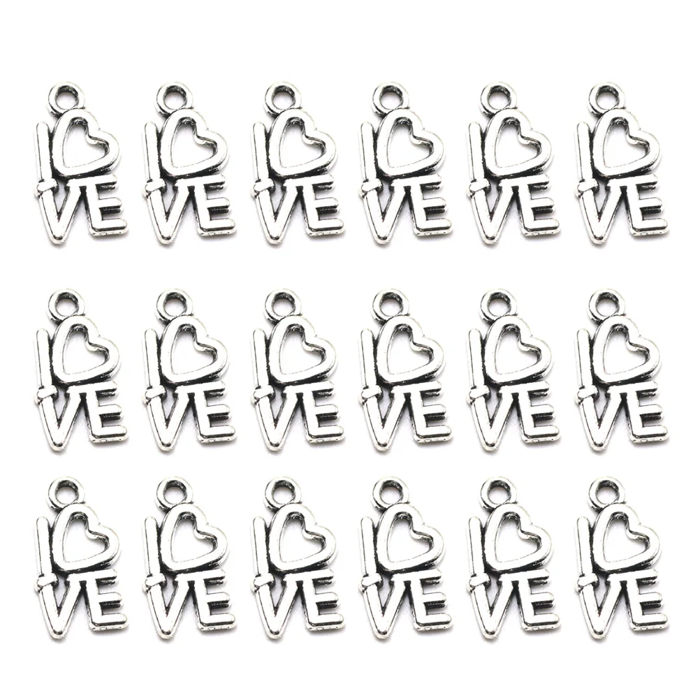 

100 Pcs Letter Pendant Jewelry Making Pendants Charm Bracelet Alloy DIY Charms Silver
