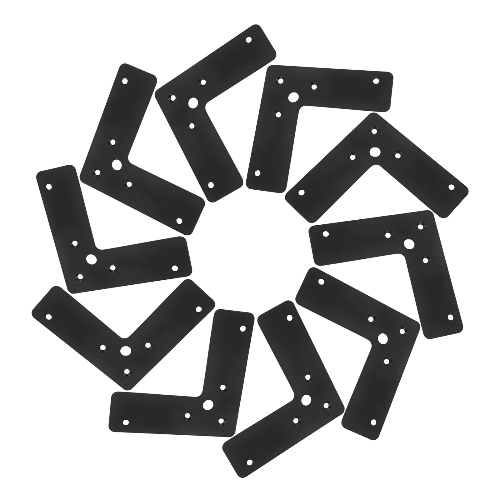 

10pcs Right Angle Support Brackets 4x4x1¼ Black Iron L-shaped Plates for Furniture Shelves Repair Work Wall Mounting Metal