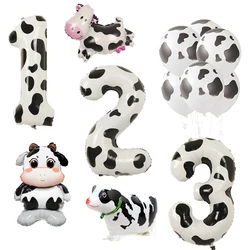 40inch Cow Theme Print Number Balloons Standing Standing walk Cow head Birthday Party Farm Animals Decor DIY Supplies