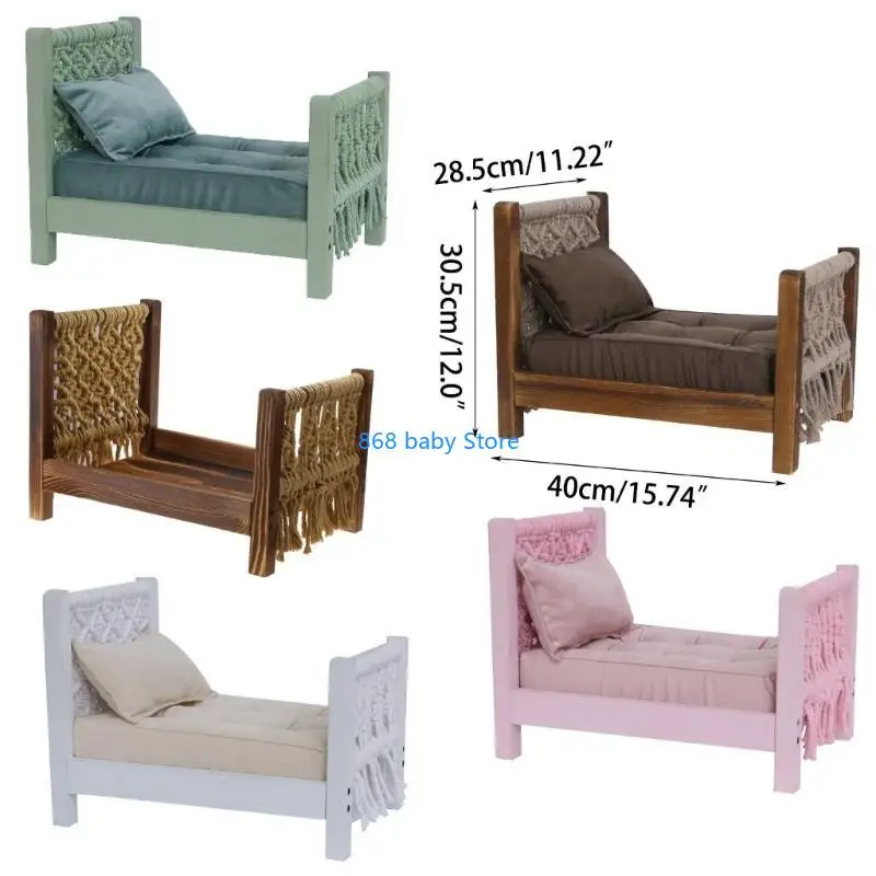 29EE Fotografia neonato Porps Lettino in legno Baby Photoshoot Lettino Sfondo tessuto Piccoli mobili per accessori per