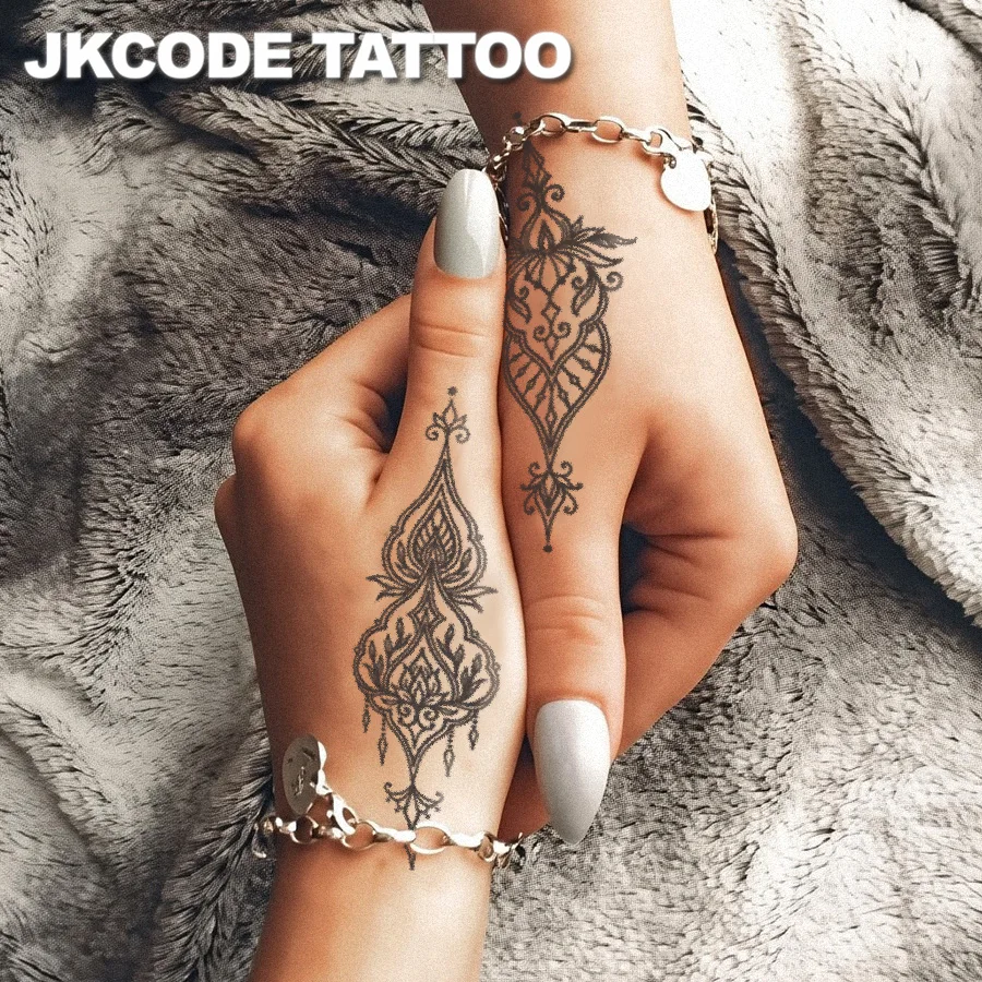 

Татуировка на руку-Минималистский дизайн Татуировки на Рамадан-Модные украшения - Черный браслет из хны и браслет на ногу - Браслет из перьев - Тотем в форме полумесяца на Новый фестиваль Руки и ноги Долговечная водонепроницаемая наклейка- Боди-арт для 3-