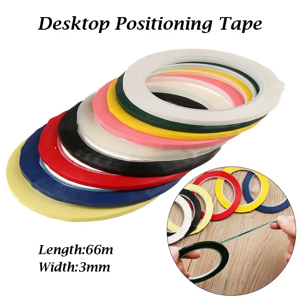 1Pcs 3mm Length 66M 5S Desktop Positioning Tape Marking Tape Whiteboard Color Discrimination Warning Drawing Grid Line