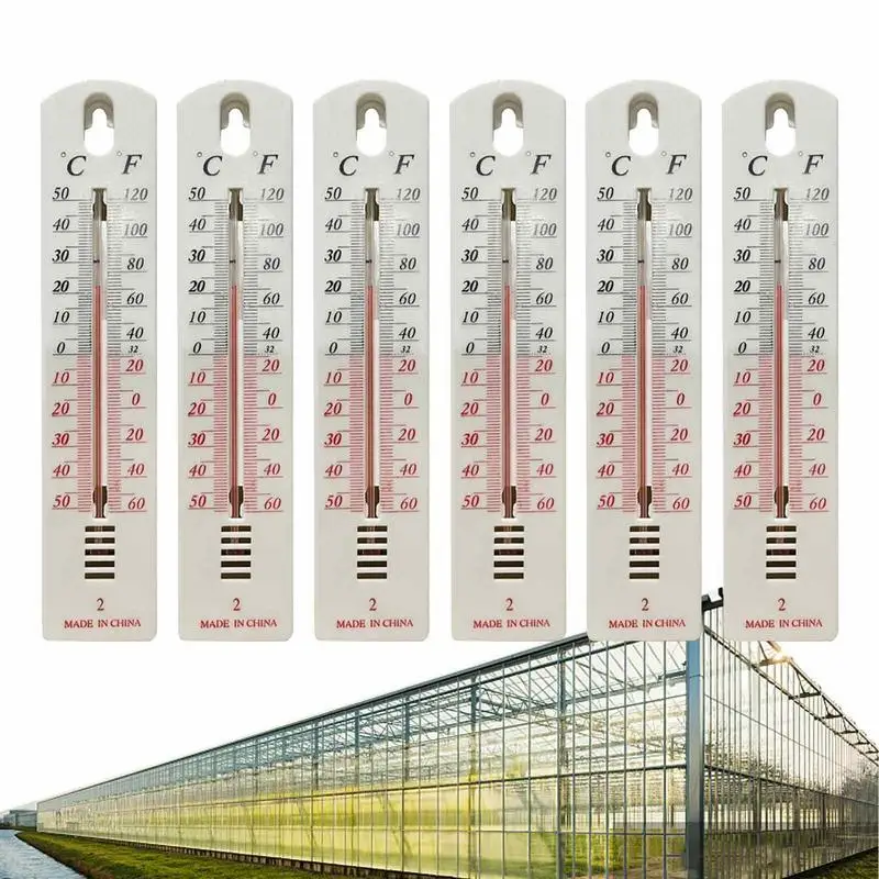 6PCS White Plastic Thermometer Accurate Durable Wall Hang Indoor Outdoor Temperature Office Room Temp Meter Meauring Tools