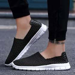 Sneakers da uomo estive mocassini traspiranti intrecciati a mano Slip on Casual Flats Unisex comodi Tenis Zapatos Hombre 35-44