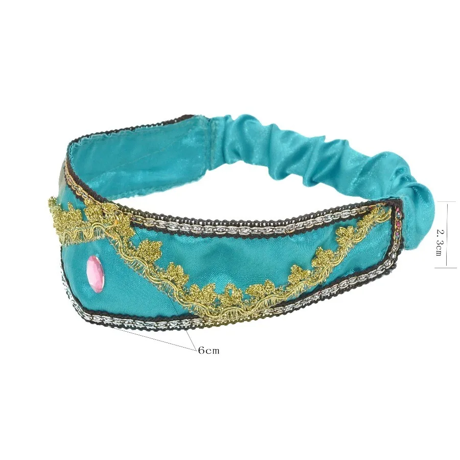 غطاء رأس نسائي من ديزني علاء الدين ياسمين برينسيس لطيف من الدانتيل الأزرق البسيط