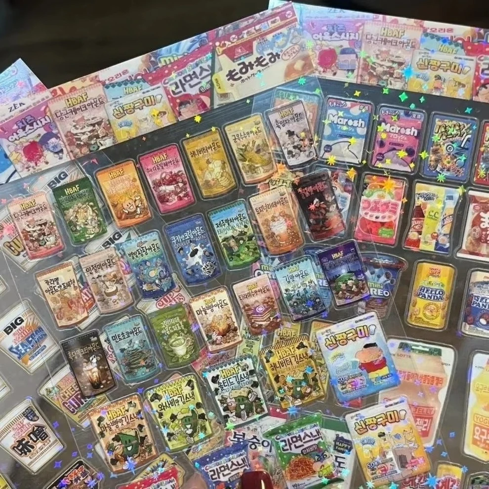 10 قطعة ملصقات تغليف المواد الغذائية للوجبات الخفيفة للهاتف PET مقاوم للماء الكرتون سجل القصاصات ملصق المجلات القرطاسية Kawaii */ * #3