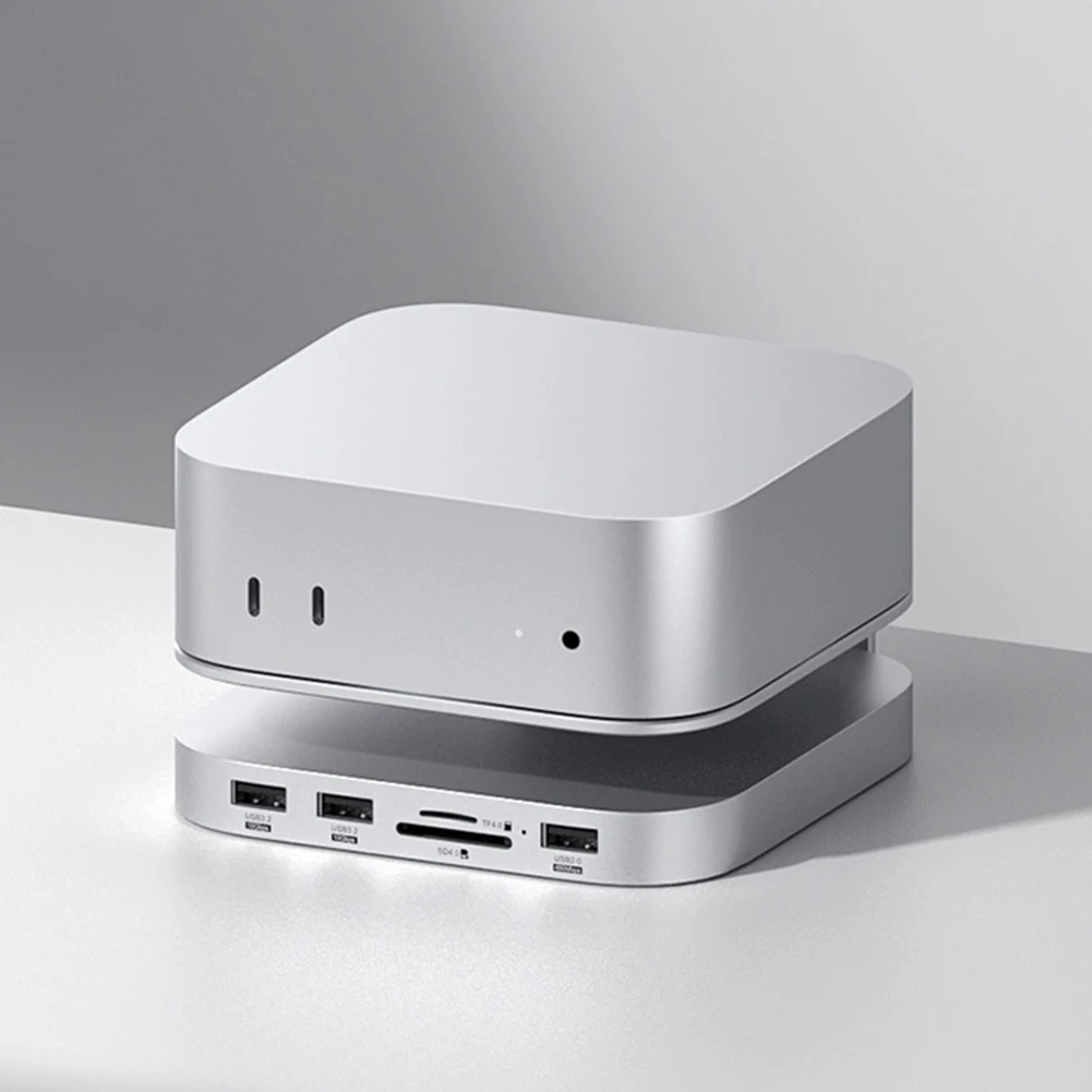 Концентратор USB C с корпусом SSD M.2 для подставки Mac Mini M4 или M4 Pro и HDMI-совместимого концентратора USB2.0 480 Мбит/с 4K60 Гц HDMI-совместимого