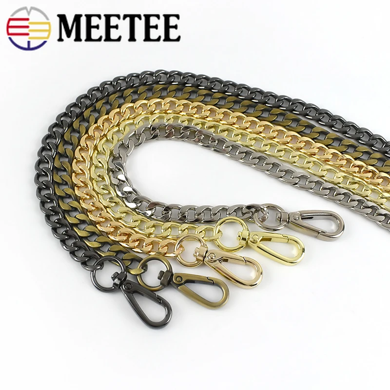 Meetee 60/100/110/120cm Handbag Metal Chains with Buckles DIY Bags Purse Replacement Shoulder Straps Hardware Parts Accessories