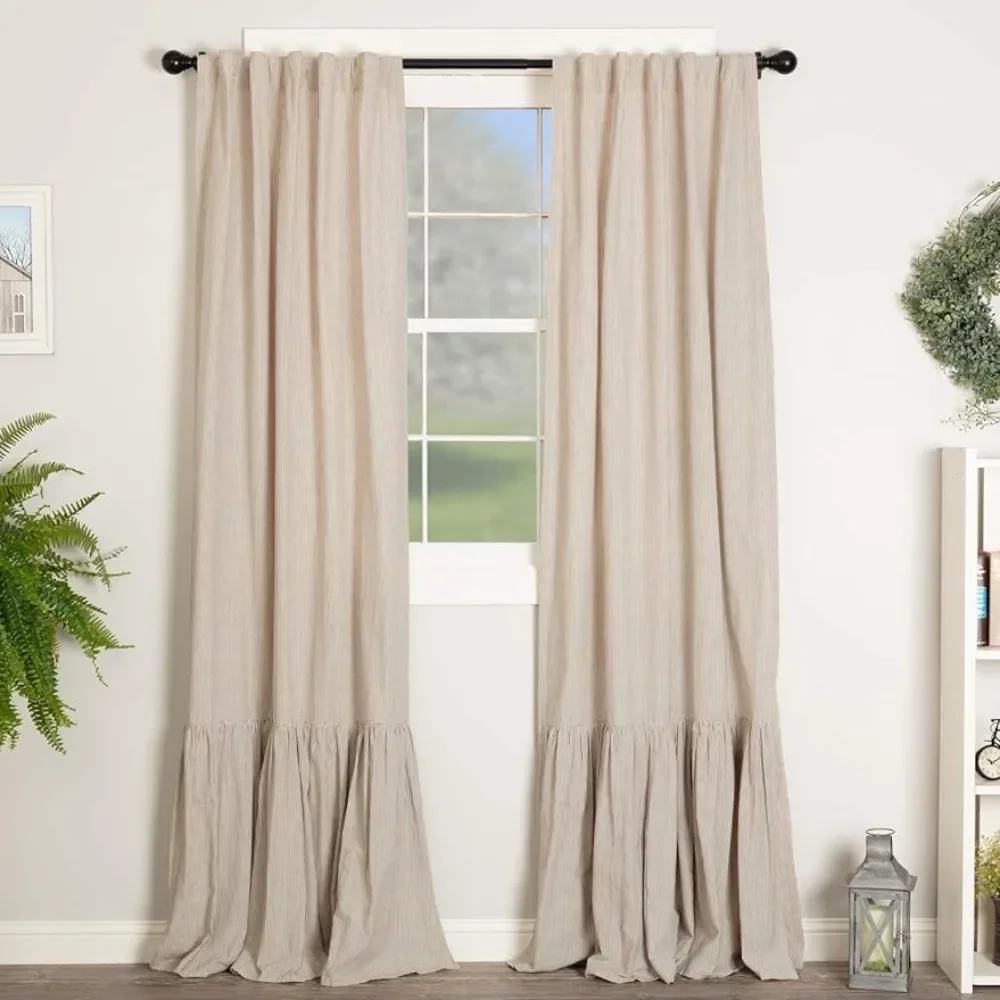 Pink Room Decor Black & Cream Mini Mini Stripe Home Interior Curtains Ready Cheap 84“Long Chiffon Curtain Models Set of Two Door