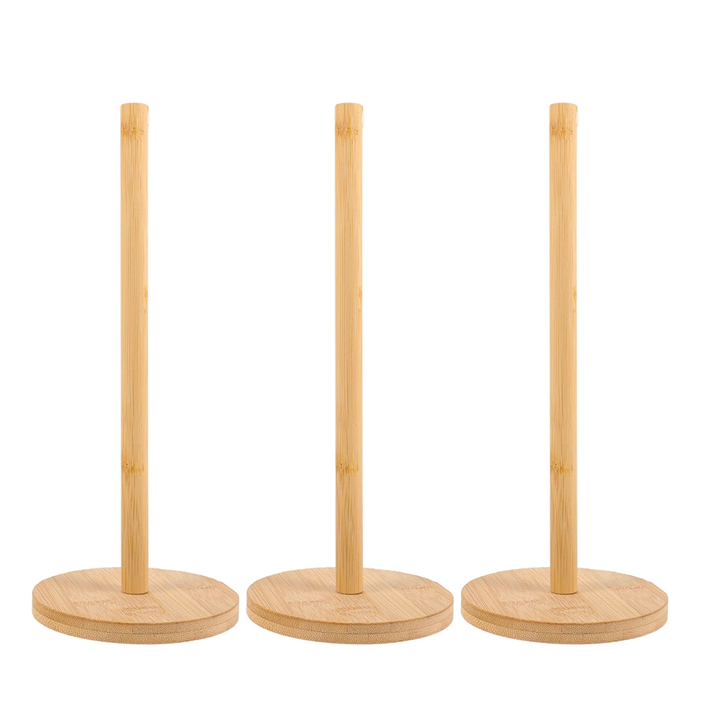 

3pcs Bamboo Paper Towel Holder Kitchen Countertop Standing Towels Roll Stand Wooden Paper Roll Holder For Dining Room Cabinet