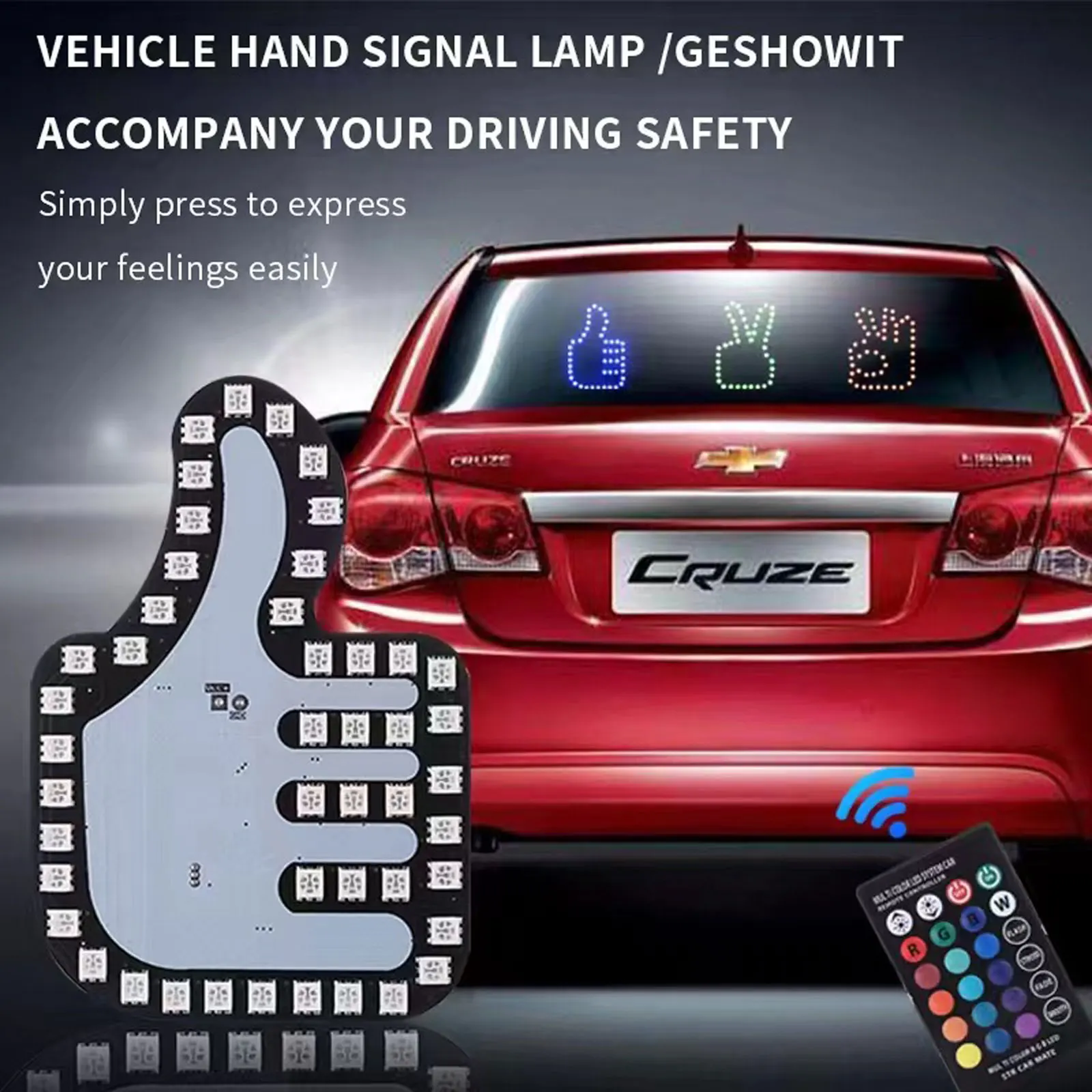 

Funny Car Finger Light With Remote Road Rage Signs Hand Finger Gesture Light LED Gesture Display Lamp Car Interactive Lights