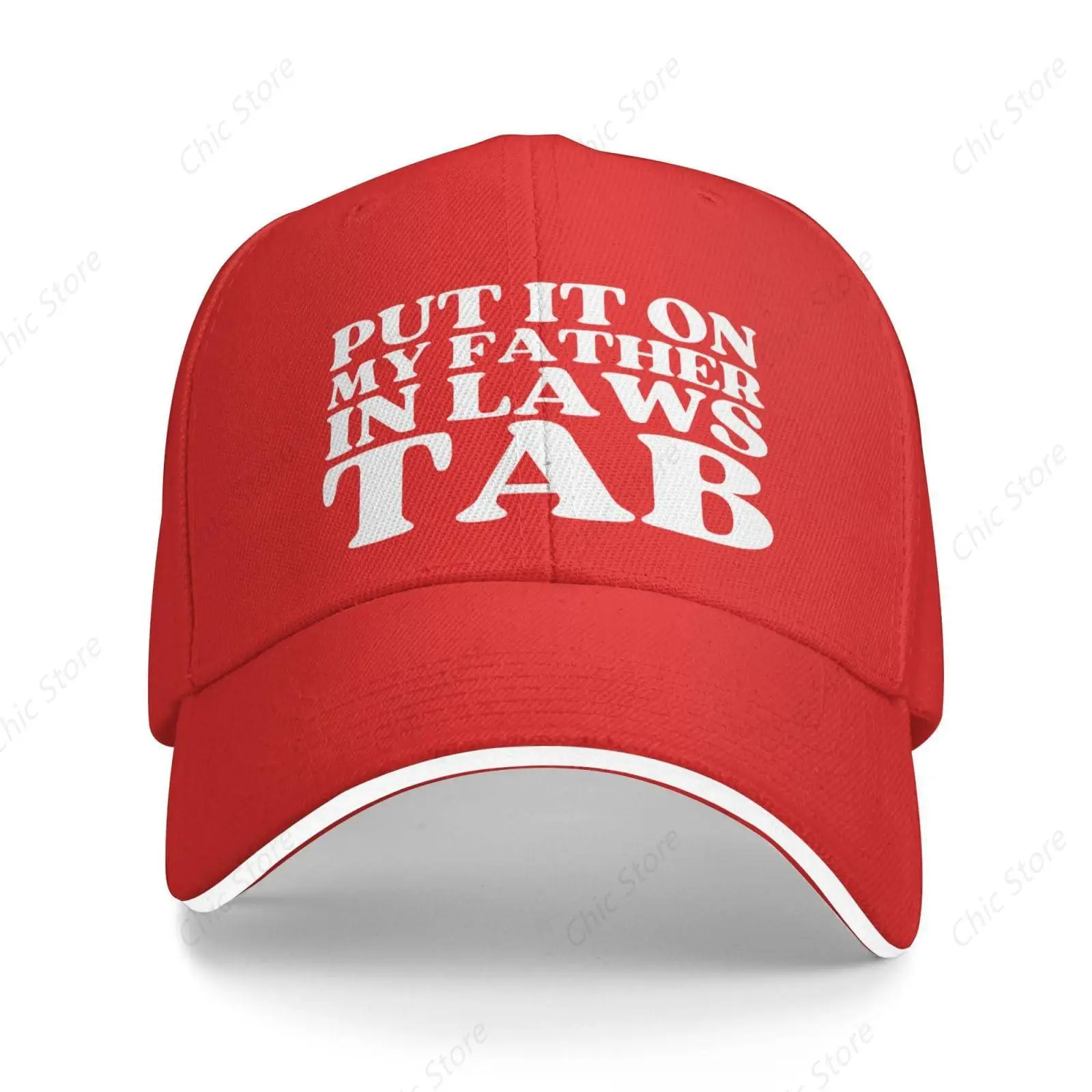 Put It On My Father in Laws Tab Hat Men Women Trucker Hat Gift Baseball Cap Funny Casquette for Casual Daily GYM Headwear