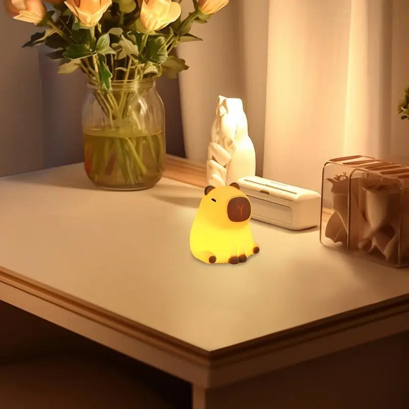 Capybara-Veilleuse portable à 7 documents, lampe tactile en silicone, luminaire décoratif d'intérieur, idéal pour un salon ou une table de chevet