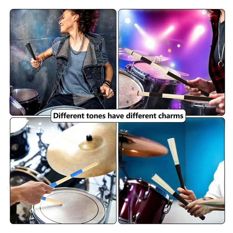 

Набор барабанных щеток SYDS, щетки для барабанных стержней, выдвижные проволочные щетки для барабанов с сумкой для барабанных палочек для начинающих, детей и взрослых