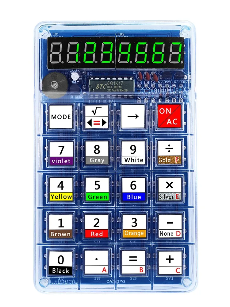 Zestaw DIY Elektronika LED Cyfrowy Wyświetlacz Lampkowy Kalkulator Mikrokontroler 51 Zestawy Kalkulatorów Szkolne Ćwiczenia Lutowania Trening — zdjęcie produktu 7