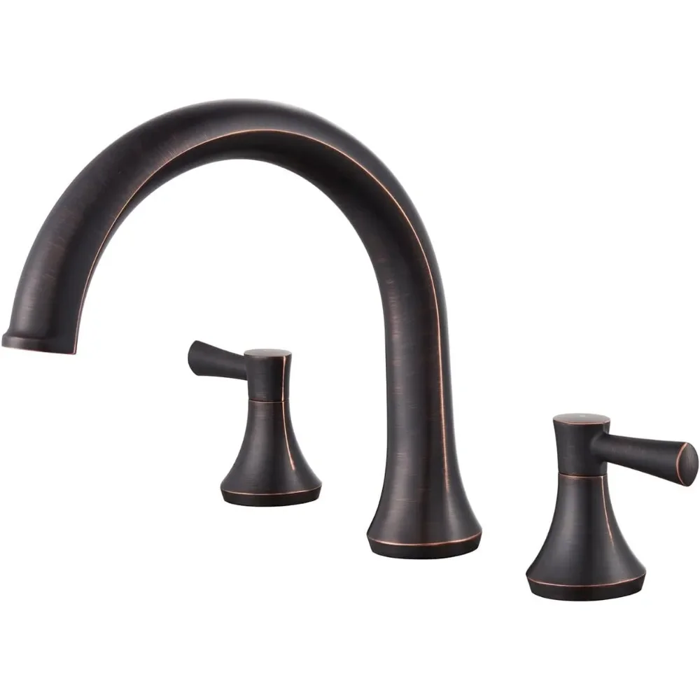 Roman Tub Faucet Deck Mount Tub Filler 2 Handles Oil Rubbed Bronze Bathtub Faucet Brass Bathroom Faucet