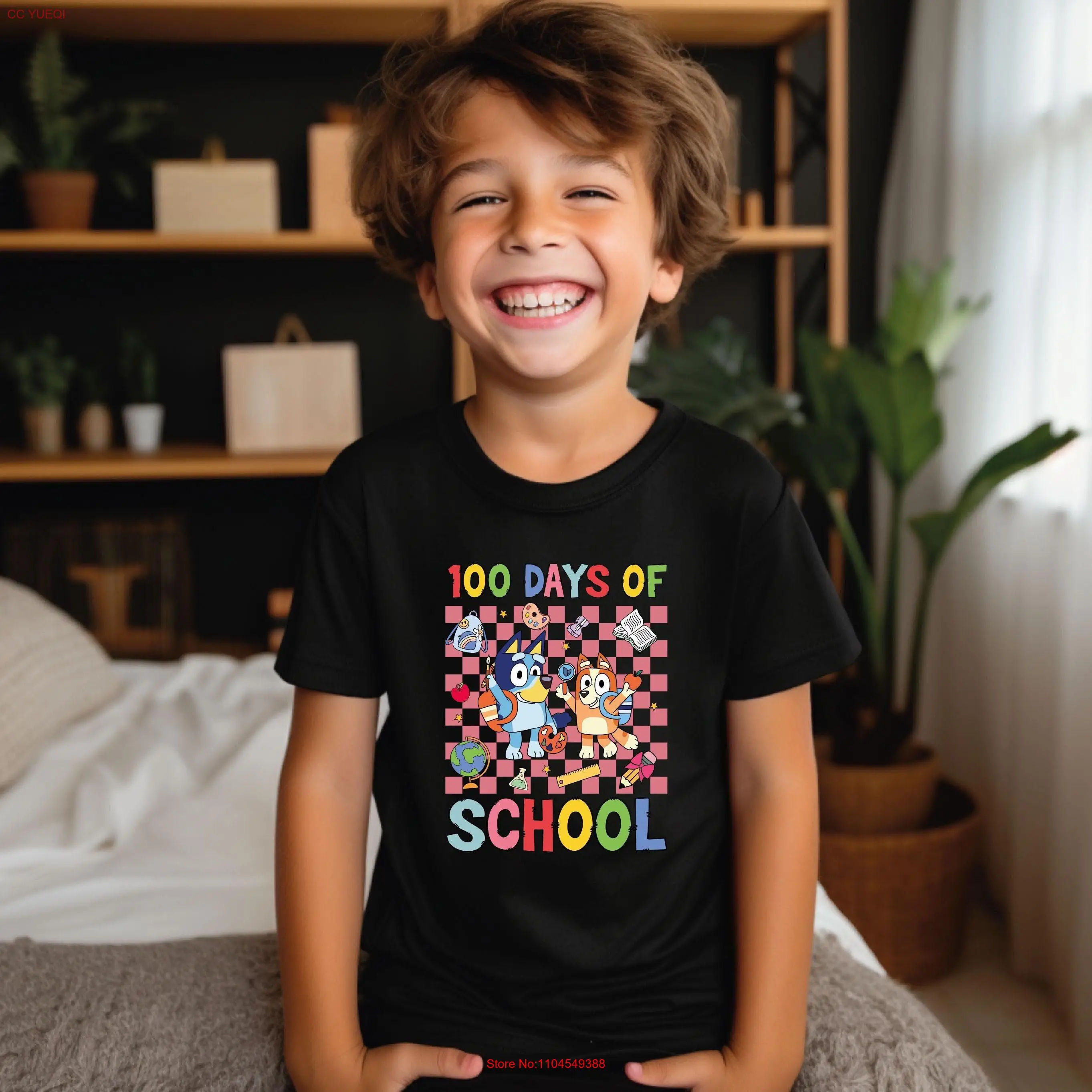 

100 Days Of School T Shirt Dog Happy Kids Toddler Back To long or short sleeves