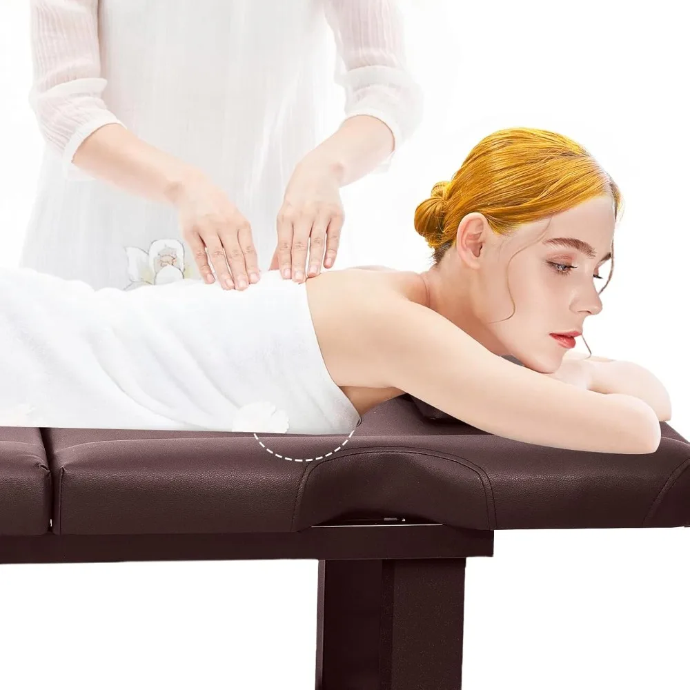 طاولة تدليك ثابتة احترافية مع مسند ظهر، وسرير تدليك للعلاج المائي قابل للتعديل، وإطار معدني من جلد البولي يوريثان