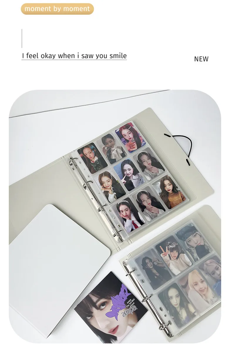 MINKYS Kawaii 5/6/9 Räume 7,6 cm Kpop-Fotokartenbinder, großes Fassungsvermögen, Idol-Fotokartenalbum, Fotokarten, Binder, Sammelbuch – Detail 2