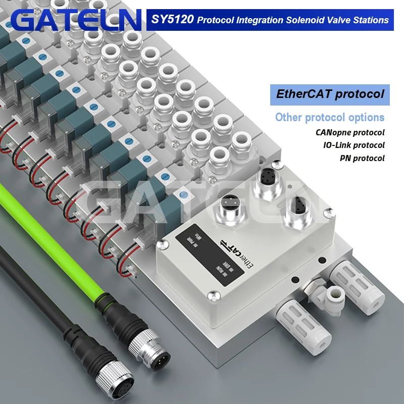 Pneumatic solenoid valve SY5120-5LZD-01 communication protocol EC integrated valve island 24V bottom plug manifold