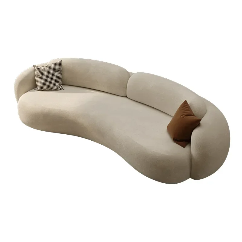 

Sofa sitting area Leisure reception room Wind clothing store Arc reception Negotiation Cream special-shaped hotel B & B sofa