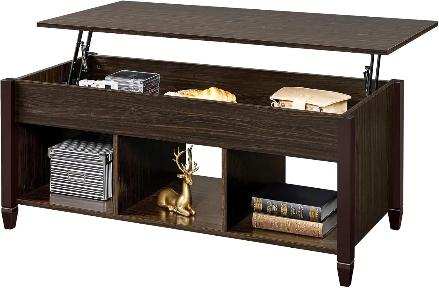 Coffee Table, 47.5in Lift Up Coffee Table with Hidden Storage Compartment & Shelf, Lift top Dining Center Table