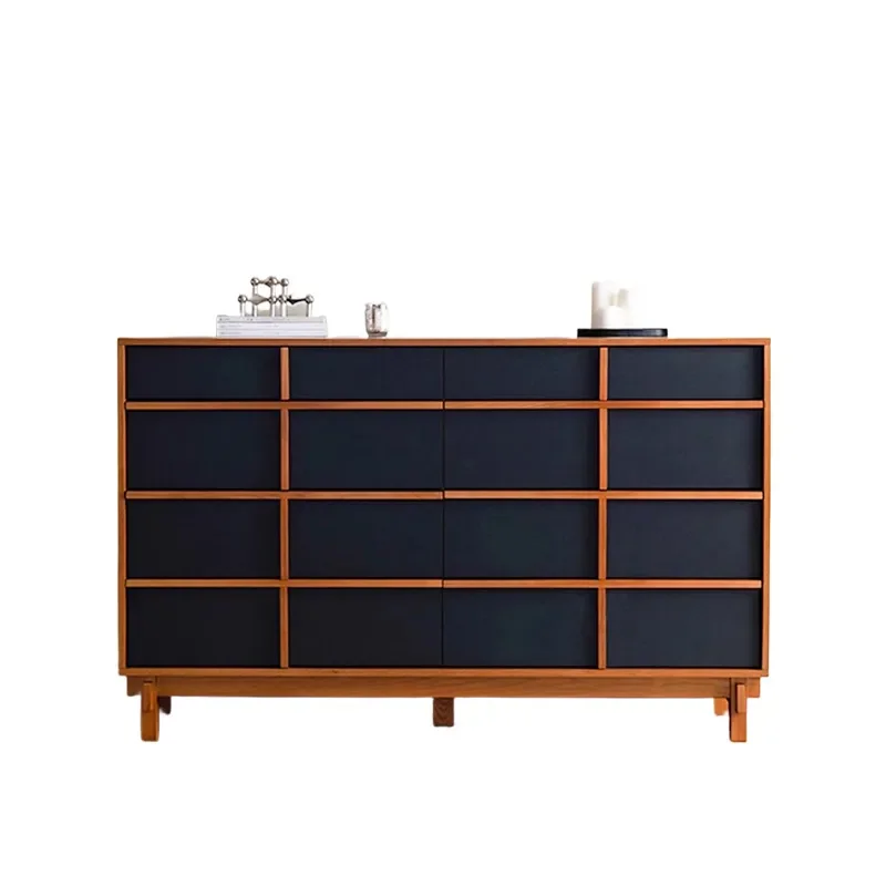 Medieval Solid Wood Wall Cabinet with Stone Top Drawer Storage Unit for Living Room Bedroom Bedside Secret Compartment