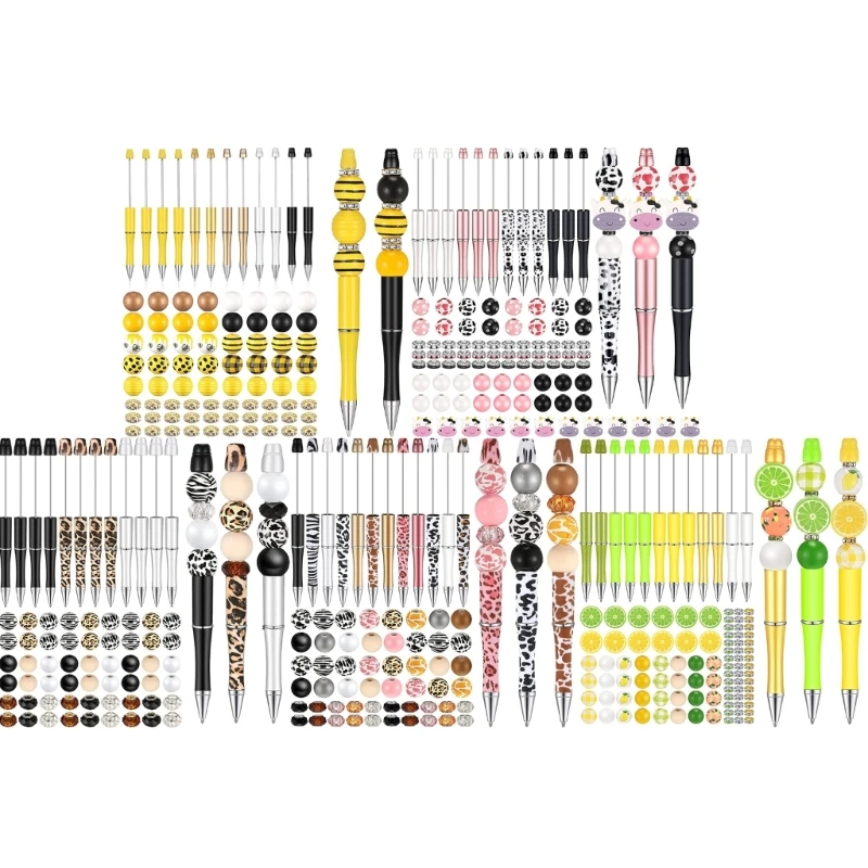 Bunte Holzperlen-Stift-Sets, Leoparden-Perlen-Stift-Set, DIY-Kugelschreiber