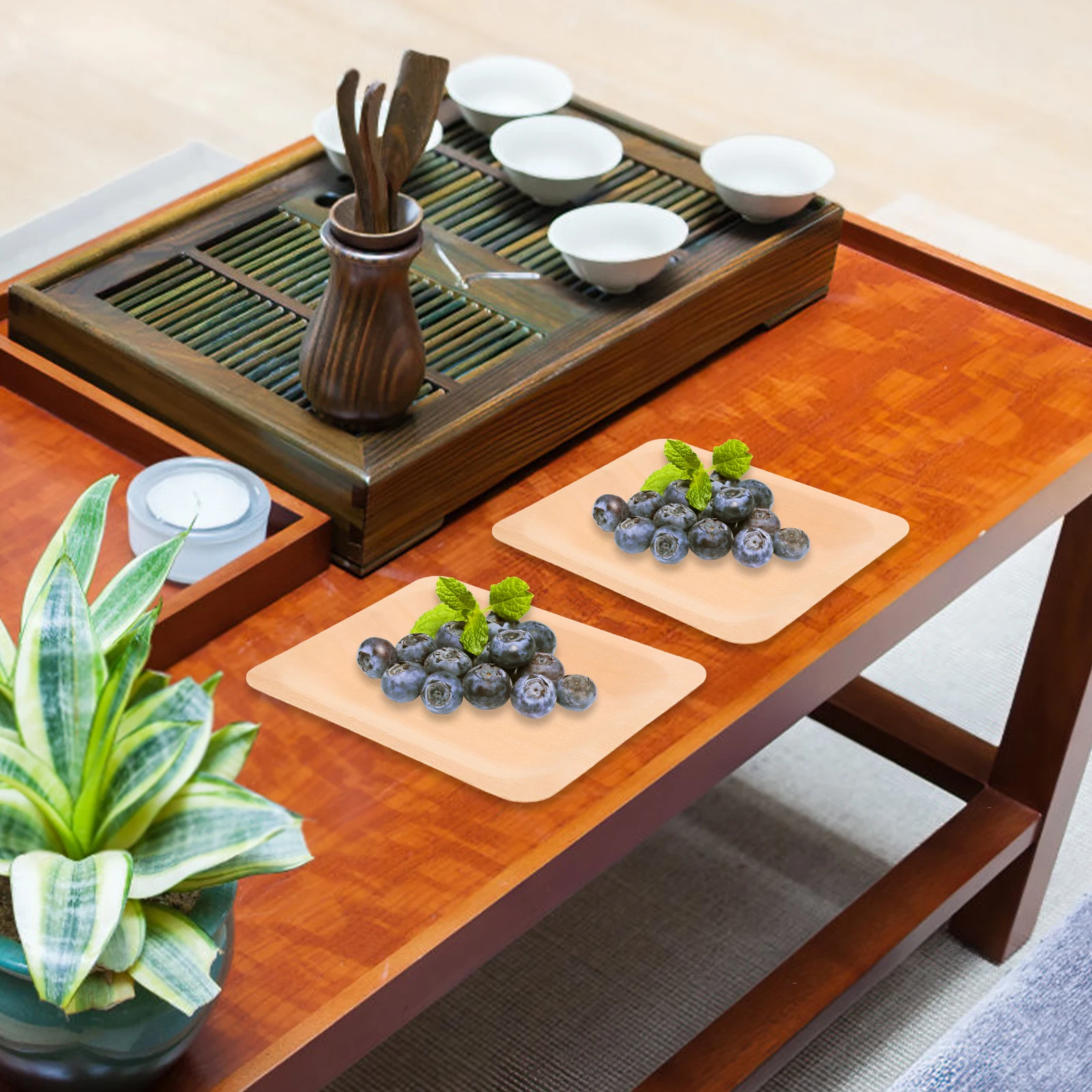 

8pcs Wooden Food Multi-Use Serving Dish For Snacks Fruits Nuts Party Seasoning Bowl Dessert Tray Wood Appetizer Plate Fruit Tray