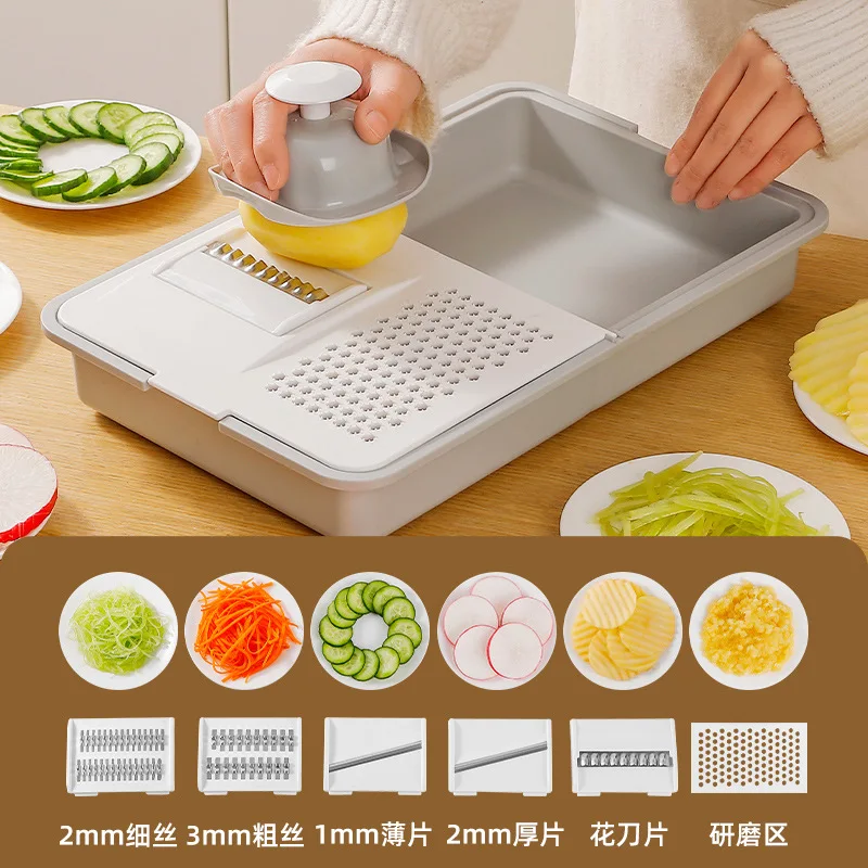 6-in-1 Peeler and Slicer Kitchen Cutting Board Potato Slicer Multifunctional Peeler and Vegetable Cutter with Storage Box