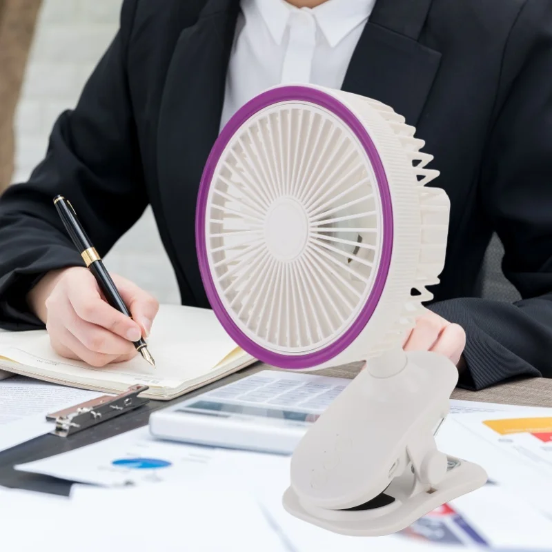 

Вентилятор с зажимом, тихий, вращение на 360 градусов, перезаряжаемый портативный USB-вентилятор для прикроватного стола