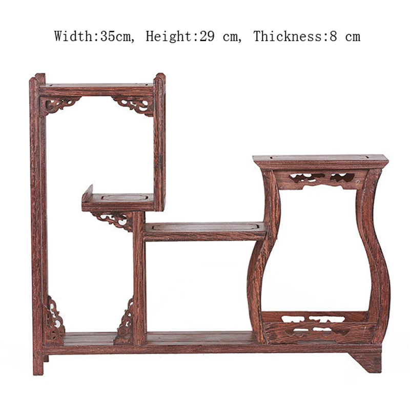 Exquisite Chinese Decoratable Classical Handmade Wenge Wooden Display Stand Shelf No.8