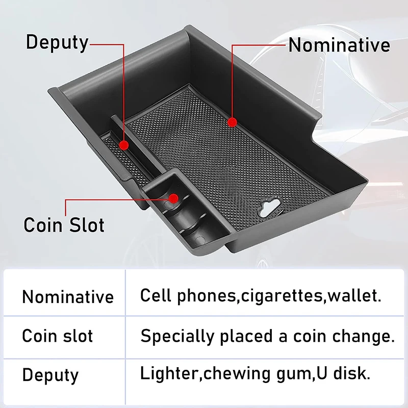 Car Center Console Organizer for 2021 2022 2023 Hyundai Elantra SEL CN7 Tray Accessories Box Holder Secondary Storage Box