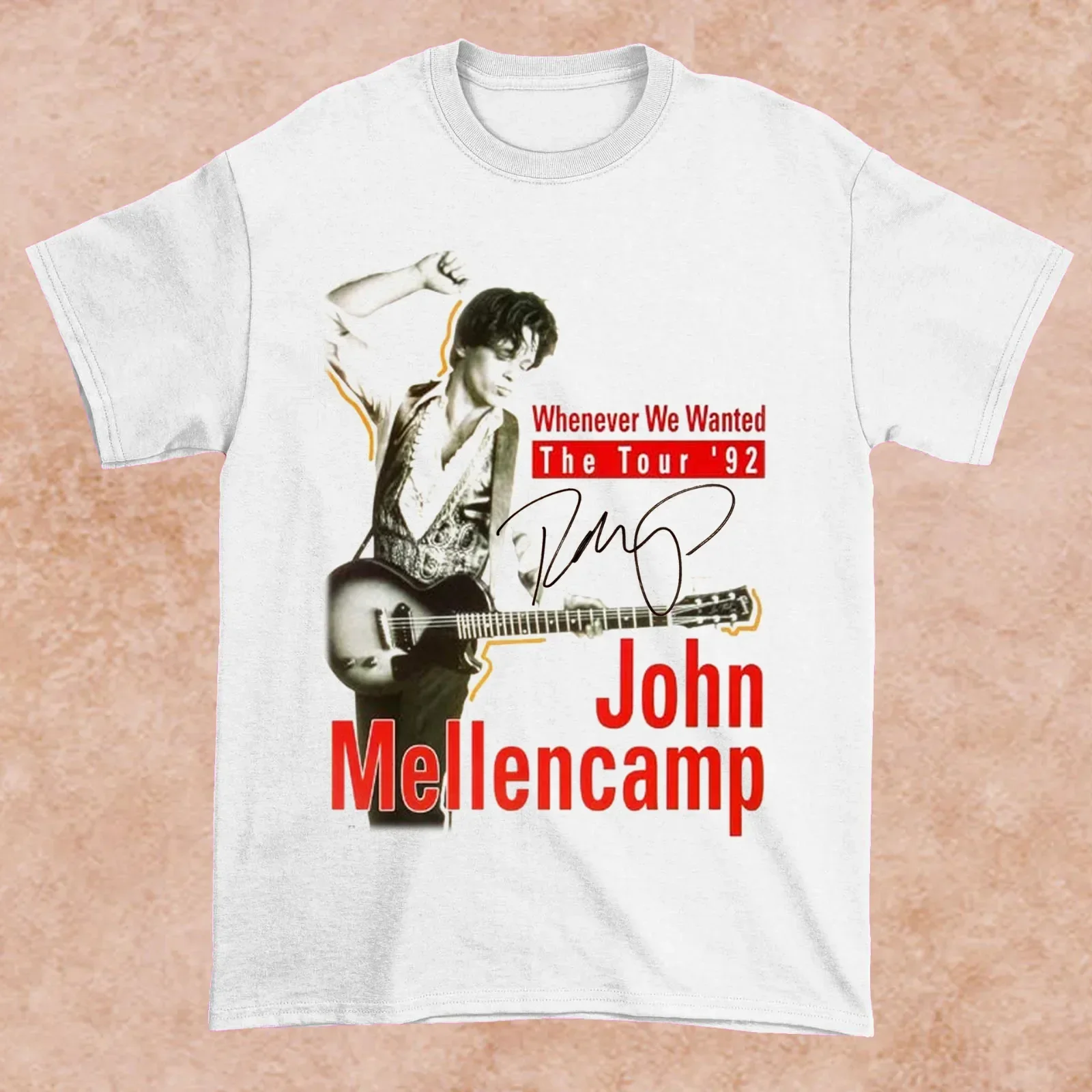 John Cougar Mellencamp Whenever We Wanted 1992 White All Size GifT T Shirt QQ104 long or short sleeves