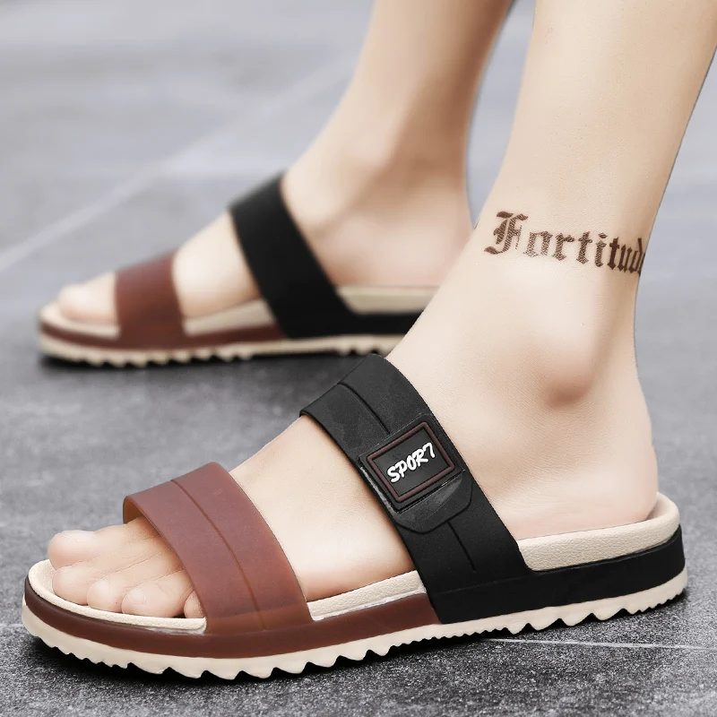 Summer Slip on Slippers for Men 2023 New Fahsion Casual Home Non-slip Women's Bathroom Slides Shoes Male Platform Shoes