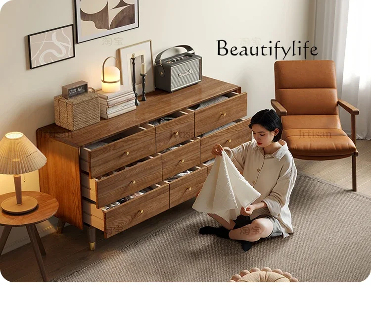 

Nordic Style Solid Wood Chest of Drawers Household Minimalist Storage Cabinet