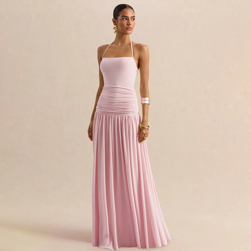 

Sexy Neck Hanging Strapless Dress for Summer 2026 New Small Sleeveless Dress with Elegant and Sexy Slimming Party Dress