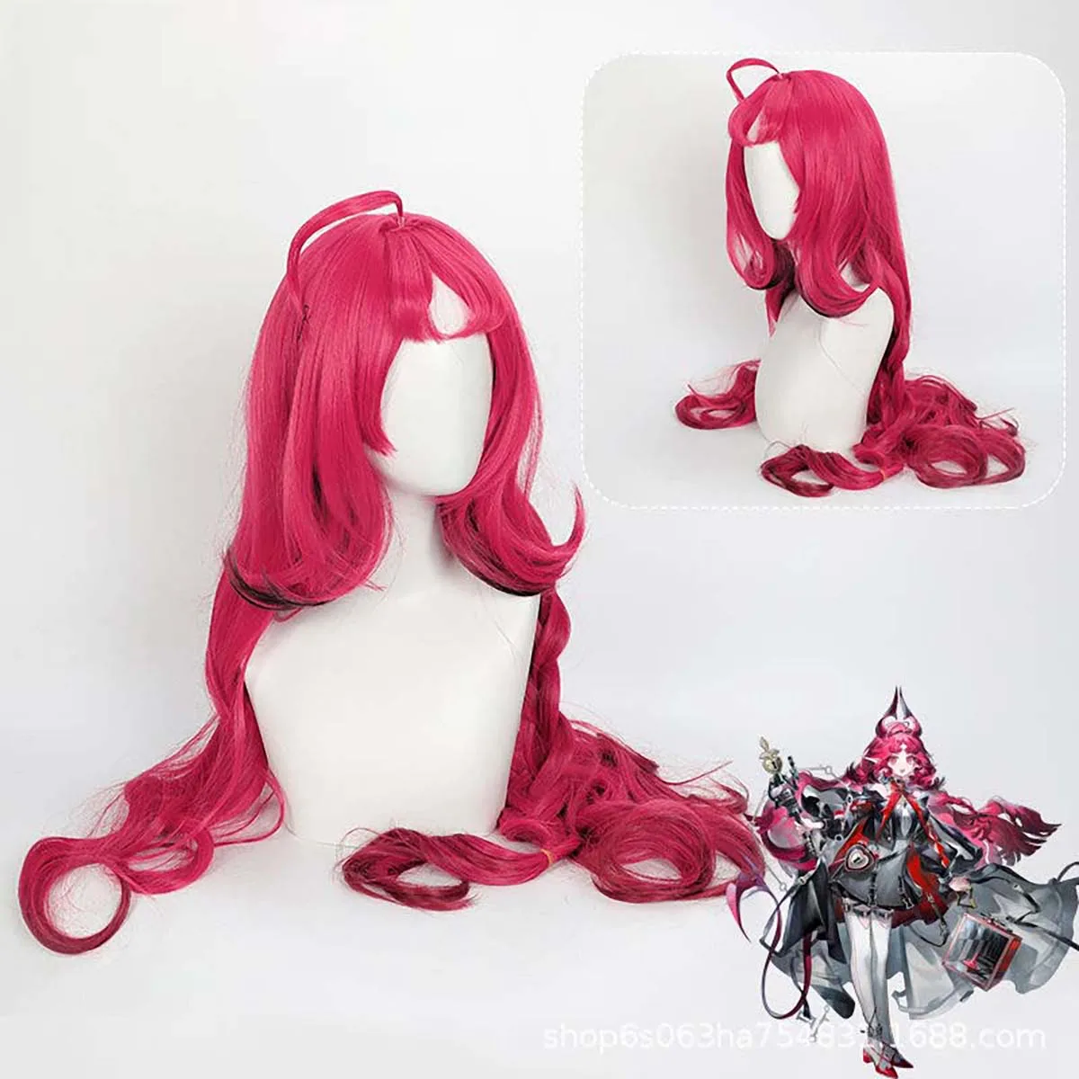 

Игровой парик для косплея Нимфа из Arknights на Хэллоуин, длинный, ярко-розовый, волнистый, термостойкий