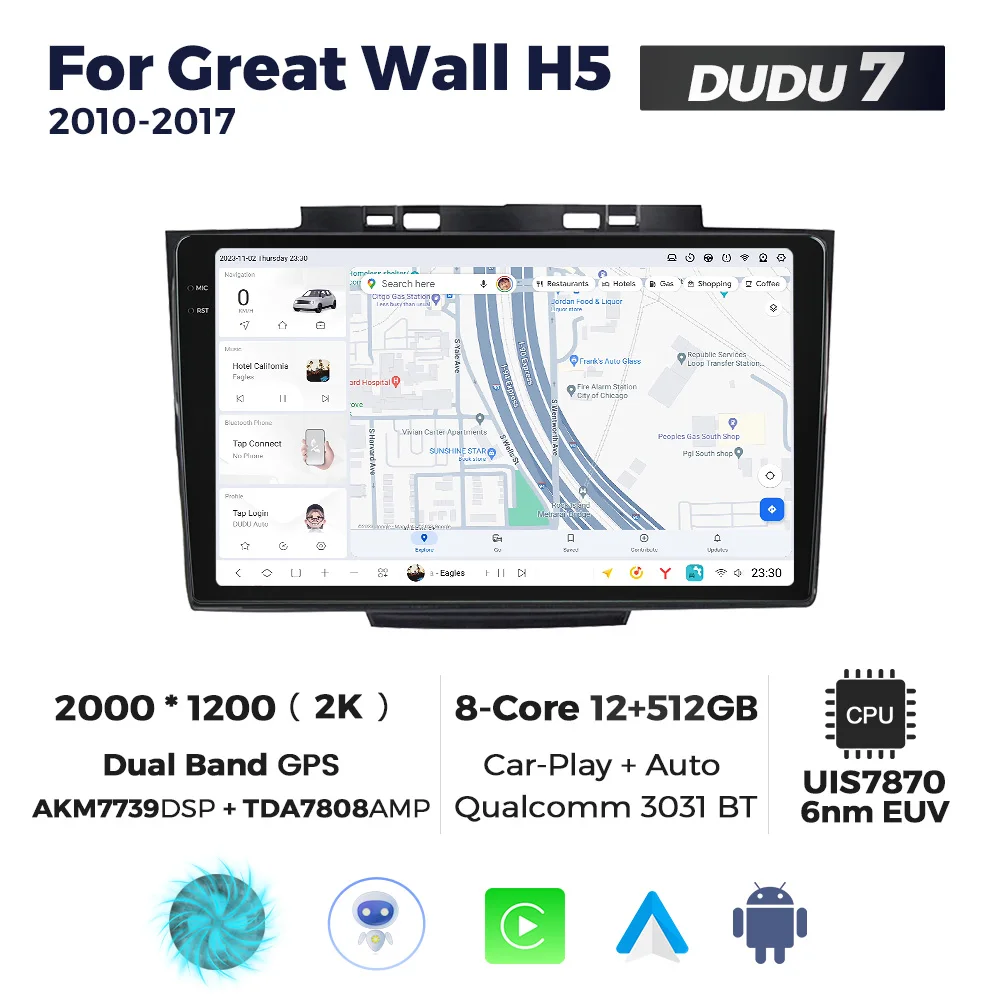 Mekede DUDU6 DUDU7 12+512GB Android Car Stereo Autoradio For Great Wall H5 2010-2017 Multimedia For Car 2K HD QLED Screen