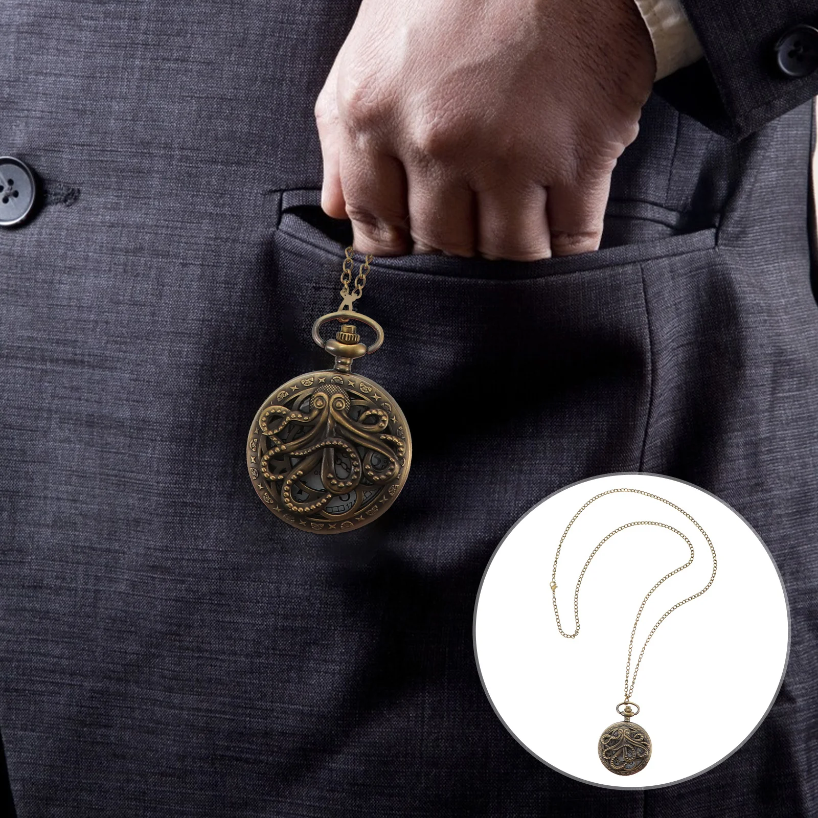 

1Pcs Retro Pocket Watch Vintage Hollow Out Design Quartz Movement Portable Timepiece for Men Unisex Style Gift