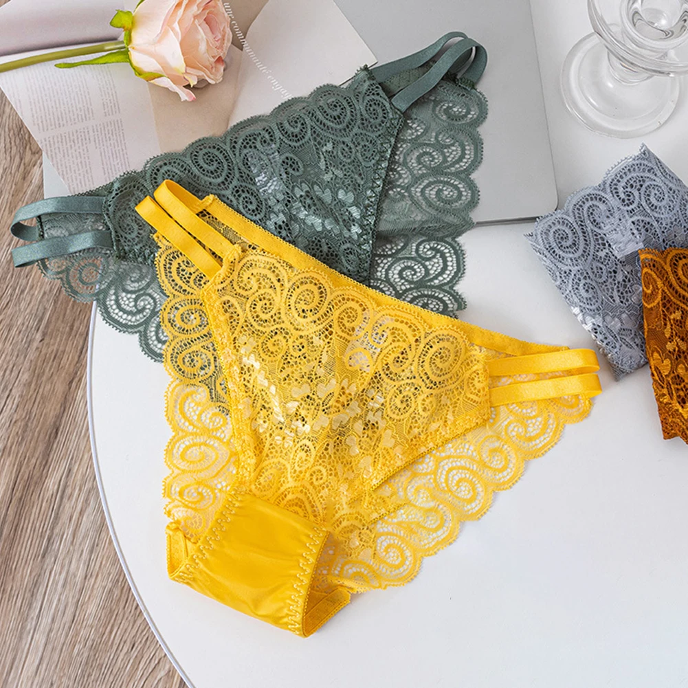 

Sexy Lingerie Lace Hollow Solid Women's Underwear Cotton Breathable And Comfortable Triangle Hollow Out Pants Quick Dry Fashion