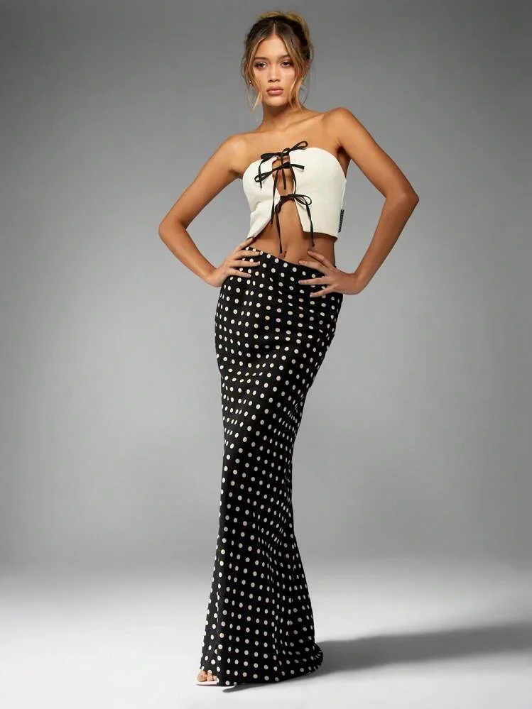 

Polka dot one step skirt half body skirt for women Summer European and American style slim fit