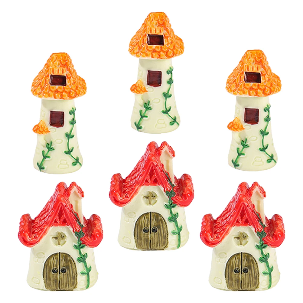 

6 Pcs Micro Landscape Decoration Home Mini Resin Ornaments Portable Miniature Village House
