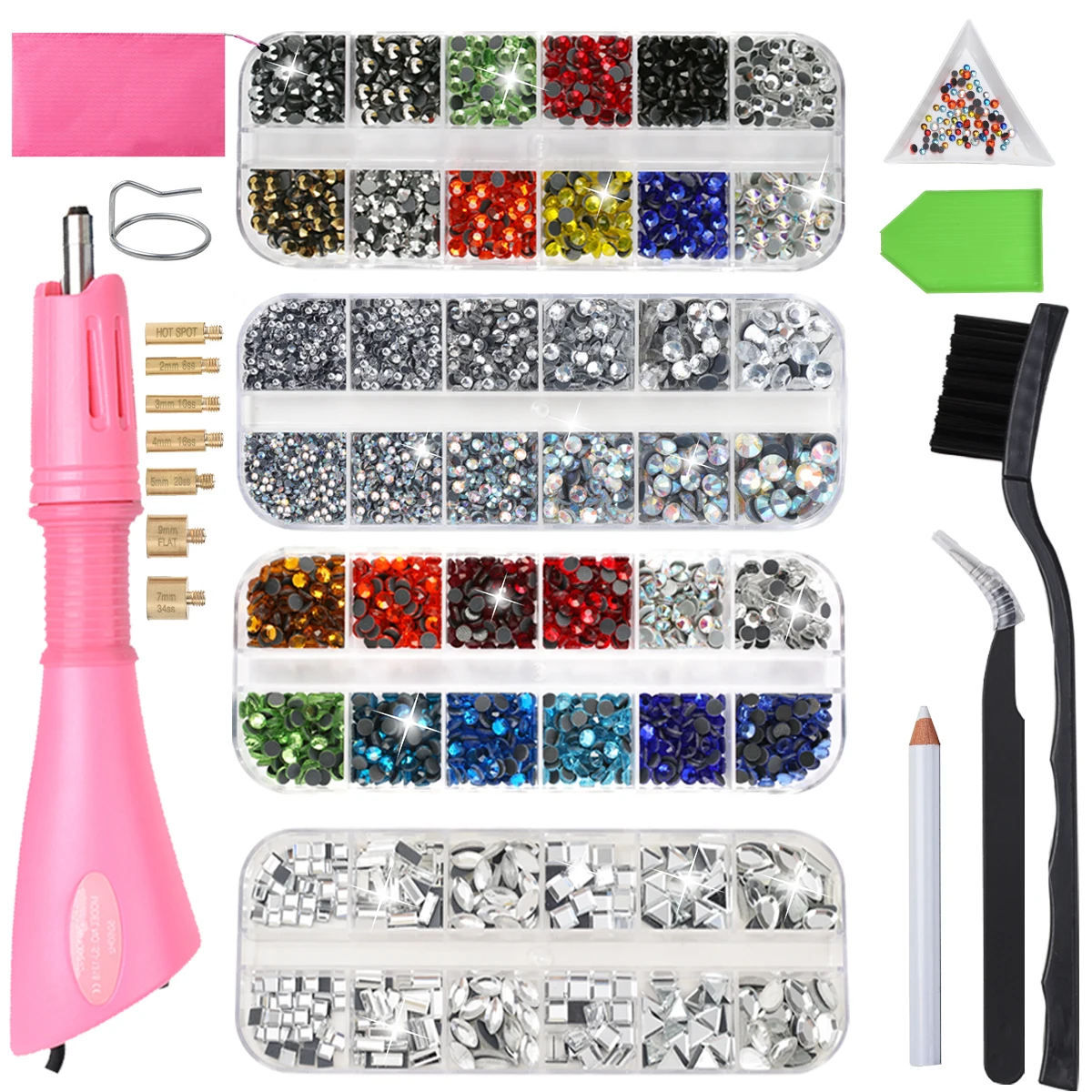 Fast Heated Hotfix Rhinestones Applicator DMC Hotfix Rhinestone Full Set with Hotfix Applicator Crystal Glass for Wedding Dress