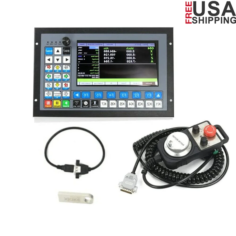 5 Axis CNC Controller System Offline Stand Alone Motion Control 1000KHz PLC Handwheel MPG ARM FPGA Design Linux Based Suitable