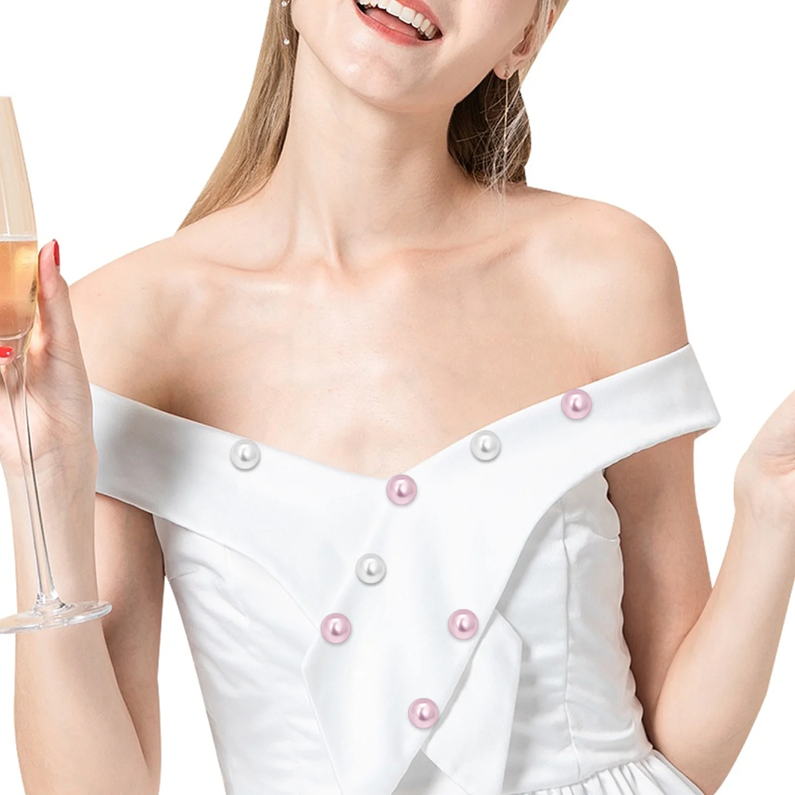 

25Pcs Copper Button Brooches for Women Pearl Circle Pins Shirt Skirt Cardigan Fashion Lapel Jewelry All Match Dress Accessory