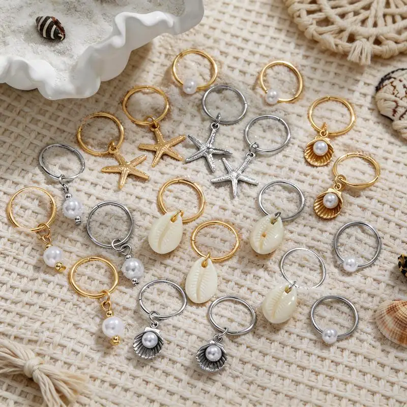 1 Set Muschel-Haarringe im Bohemian-Urlaubsstil, Hip-Hop Dirty Braid Personalisierte Casual Haarspange – Detail 6