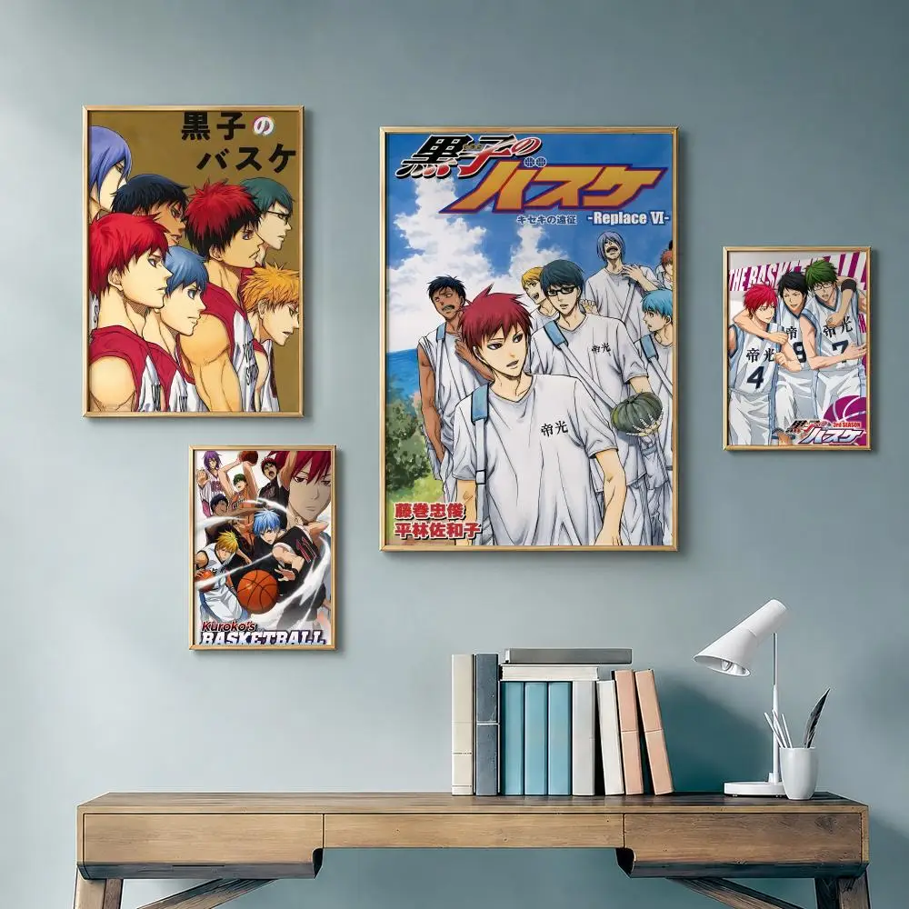 Sports Anime K-Kuroko's BasketballS Poster Vintage Retro Anime Poster Stickers Peel and Stick Wall Art Home Decor